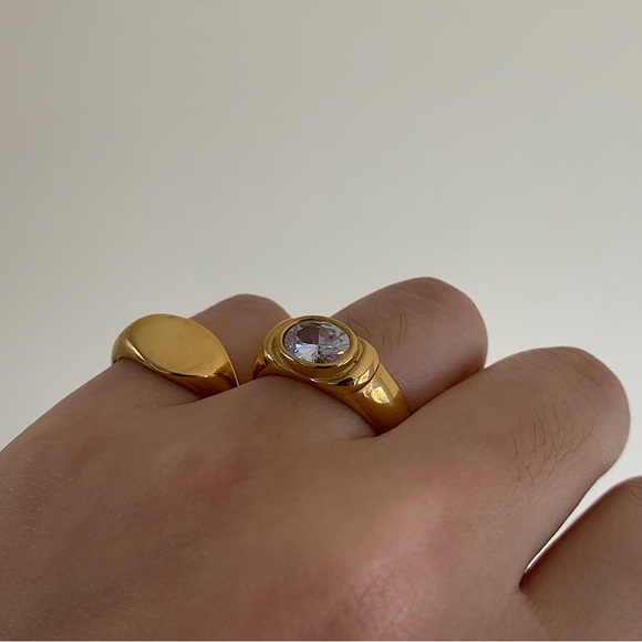 18K Gold Cz Ring, statement ring, stacking gem ring, gemstone ring - Picture 6 of 6